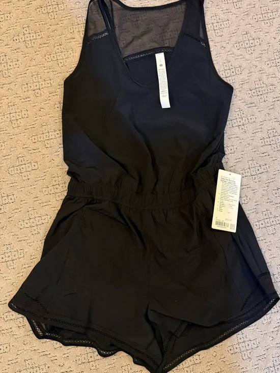 Lululemon Hotty Hot Running Romper *Lace Trim Black Large - Picture 4 of 5